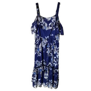 Eliza J Blue  Floral Ruffle Midi Dress 14